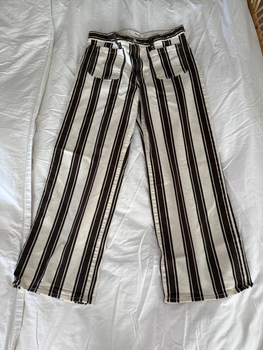 Madewell Wide Leg Striped Pants in Black and White